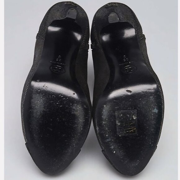 Chanel Silver Metallic Leather Cap Toe Ankle Boots - Picture 3 of 4